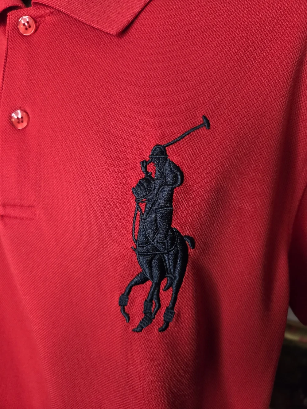 Vintage 90s Red Polo Ralph Lauren Collared Preppy Short Sleeve Polo Shirt Medium